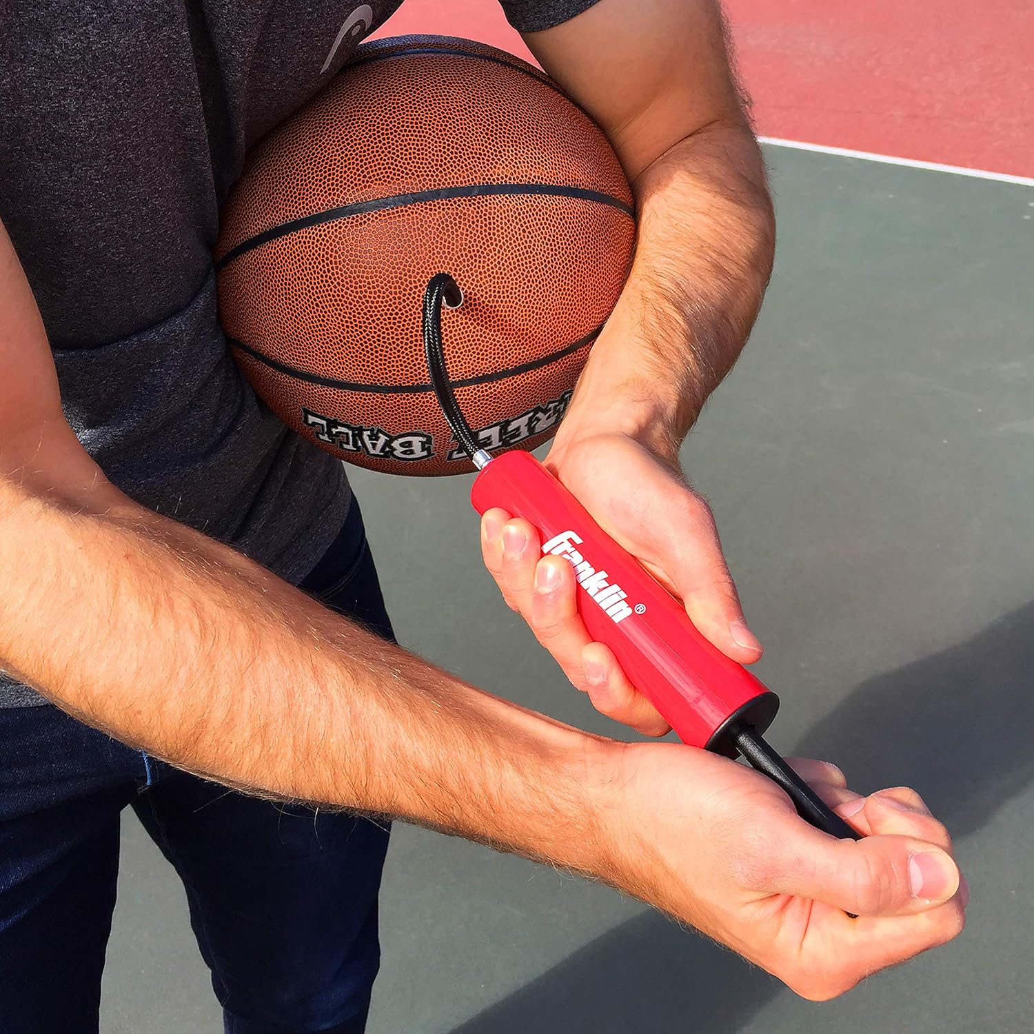 Franklin Sports Ball Maintenance Kit: Pump, Needles, Flexible Hose, Pressure Gauge and Carry Bag— Pump for Soccer Balls, Basketballs, Volleyballs and Footballs — Sidelines Ball Pump — Complete Kit : Sports Inflation Devices : Sports & Outdoors