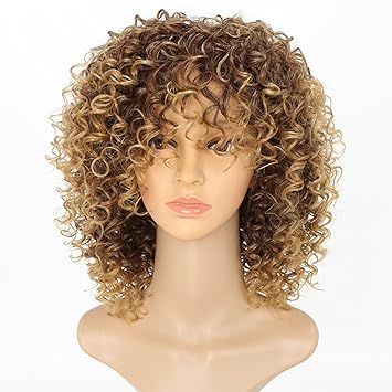 Amazon Com Sunvy Short Curly Hair Wigs Synthetic Afro Curly Wig