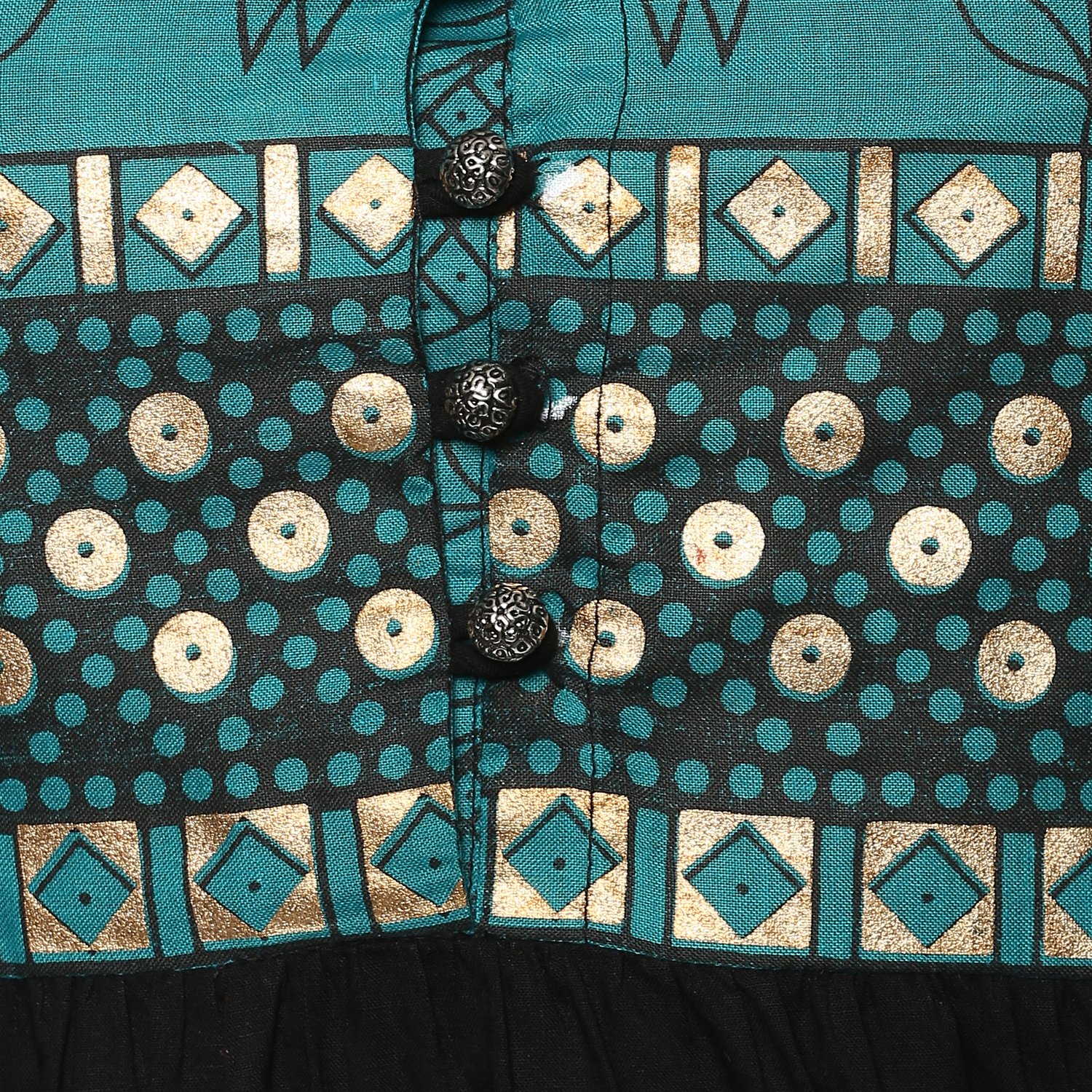 ives anarkali green cotton tribal printed casual kurti for women