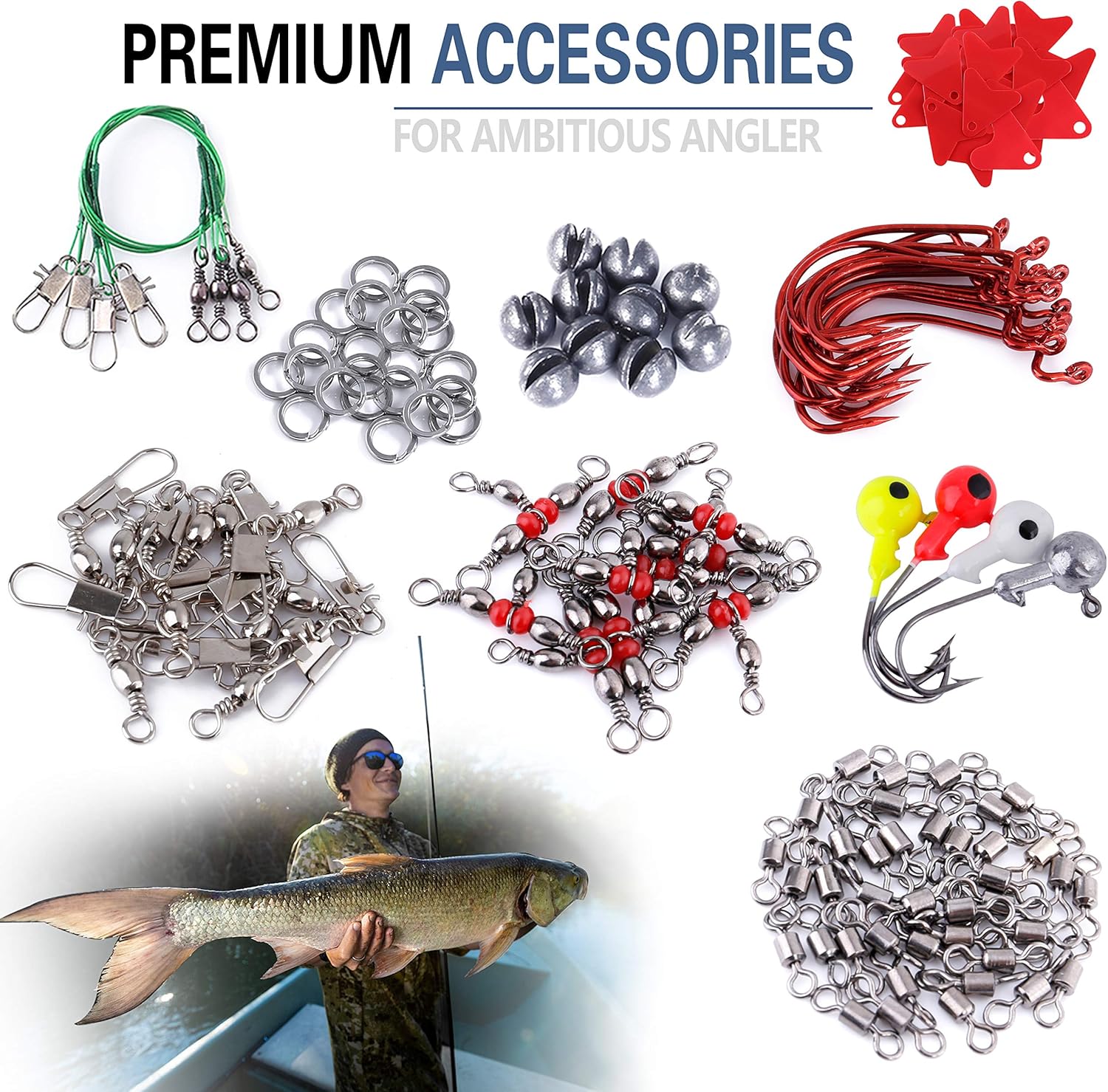 PLUSINNO Fishing Accessories Kit, 263pcs Fishing Tackle Kit with Tackle Box Including Fishing Weights Sinkers, Jig Hooks, Beads, Swivel Snap, Bobbers Float, Saltwater Freshwater Fishing Gear : Sports & Outdoors