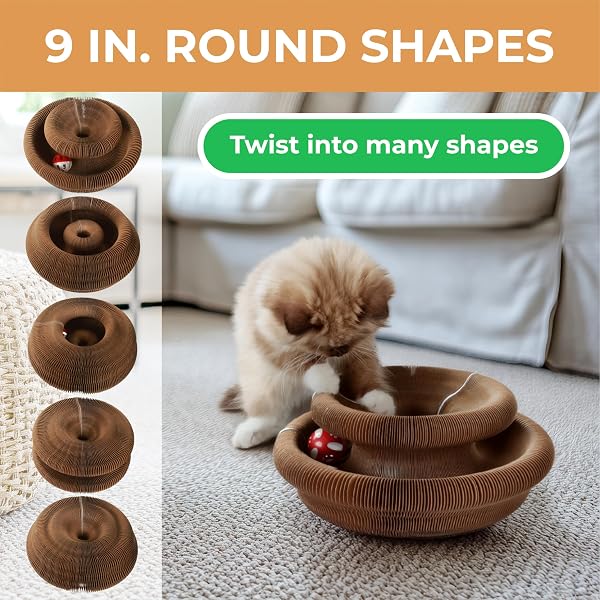 ACCORDION CAT TOY SCRATCHER – CAT TOYS FOR INDOOR CATS – EXPANDABLE CAT CARDBOARD SCRATCHER, MAGNETIC REVERSIBLE INTERACTIVE CAT TOY | LITTLEMITTS