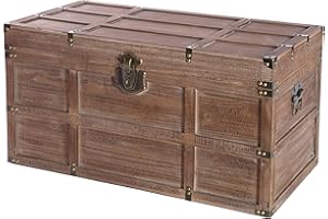 Vintiquewise Wooden Rectangular Lined Rustic Storage Trunk with Latch (Large)