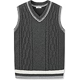 JSTEX Boys Sweater Vest 100% Cotton Kids Uniform Vest Girls V-Neck Sleeveless Knit Pullover for Size 4-14