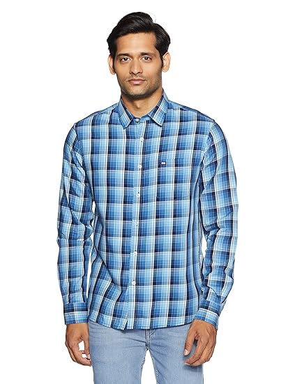 arrow sports men's checkered slim fit casual shirt