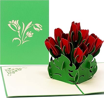 Limah Biglietto Di Auguri Di Compleanno Pop Up 3d Con 9 Tulipani Per Ringraziamento Commiato Festa Della Mamma San Valentino Colore Rosso Amazon It Cancelleria E Prodotti Per Ufficio