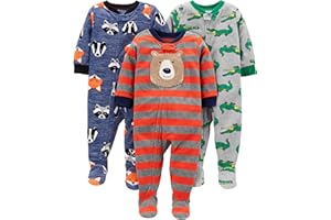 Simple Joys by Carter's Toddlers and Baby Boys' Loose-Fit Flame Resistant Fleece Footed Pajamas, Pack of 3