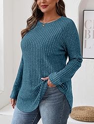 Saloogoe Womens Fall Tops 2025 Crewneck Long Sleeve
