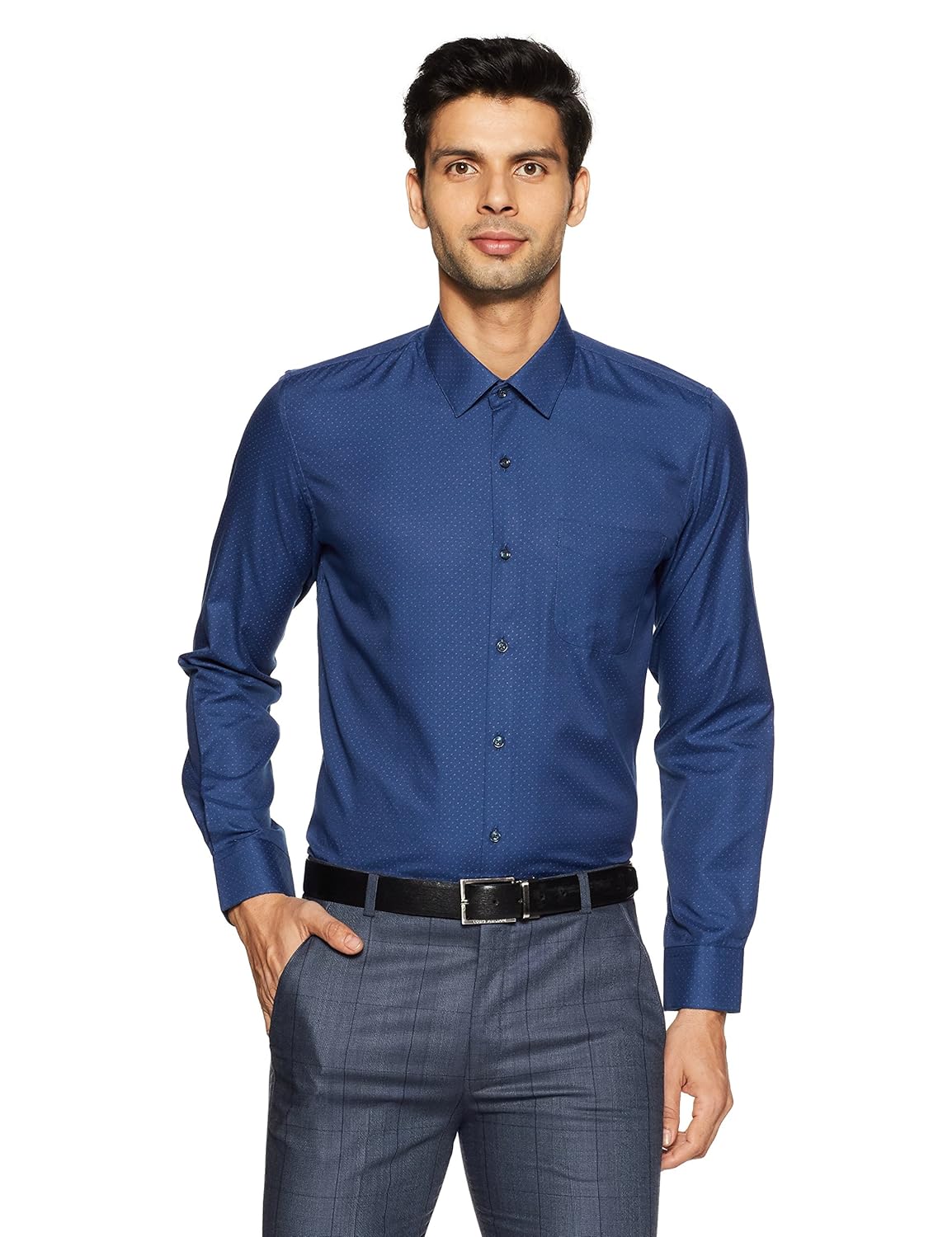 peter england men's printed slim fit formal shirt
