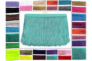 SEW TRENDS 10 Yards of 4" Long Chainette Fringe Thread Yarn Tassel Trim Braid Fringe for Crafts Sewing and Decor-Sea Green Turquoise