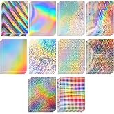 30 Sheets Holographic Cardstock,10 colors 8.5"x11" 250gsm iridescent paper | Metallic Glitter Shiny Iridescent Mirror Paper F