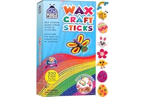 PURPLE LADYBUG Bendable Wax Craft Sticks for Kids - Christmas Stocking Stuffers, Camping Essentials, Road Trip Activities, Travel Toys for Toddlers in Car, Airplane & Restaurant - 15 Colors, 300 Pcs