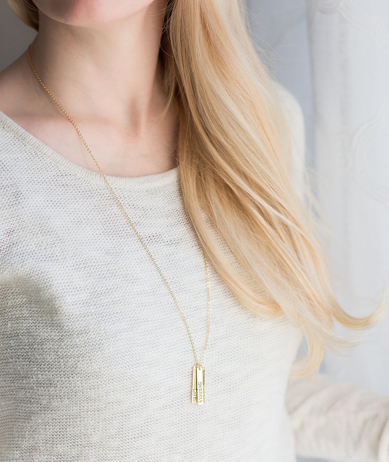 mothers bar necklace with children's names