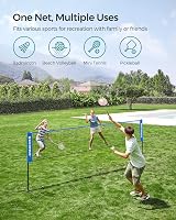 SONGMICS 4 m Badminton Net Volleyball Net Adjustable Height Poles Portable Set view 2