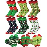 Glitopper 6 Pairs Christmas Socks for Men Women Adults Novelty Funny Christmas Elf Crew Socks Gift for Xmas Stocking Stuffers