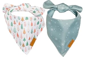 Remy+Roo Dog Bandanas - 2 Pack | Wonderland Christmas Dog Bandanas Set | Premium Durable Fabric | Patented Shape Bandanas for Dogs| Adjustable Fit Christmas Dog Bandana | Multiple Size Offered (Large)