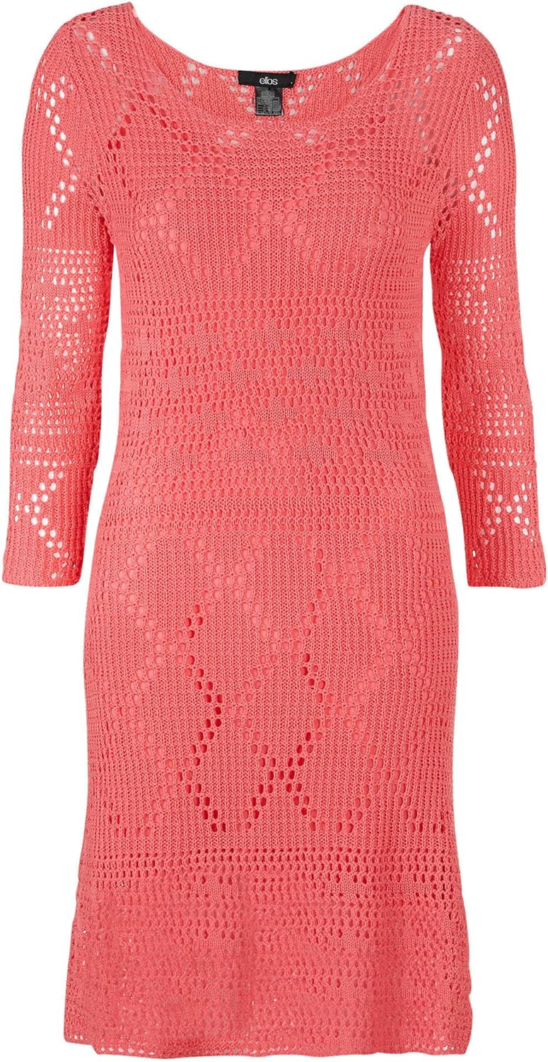 TopsandDresses Ladies UK Size Plus Size 2030 Crochet Lined Dress in Coral Size 26 EU 52 COR