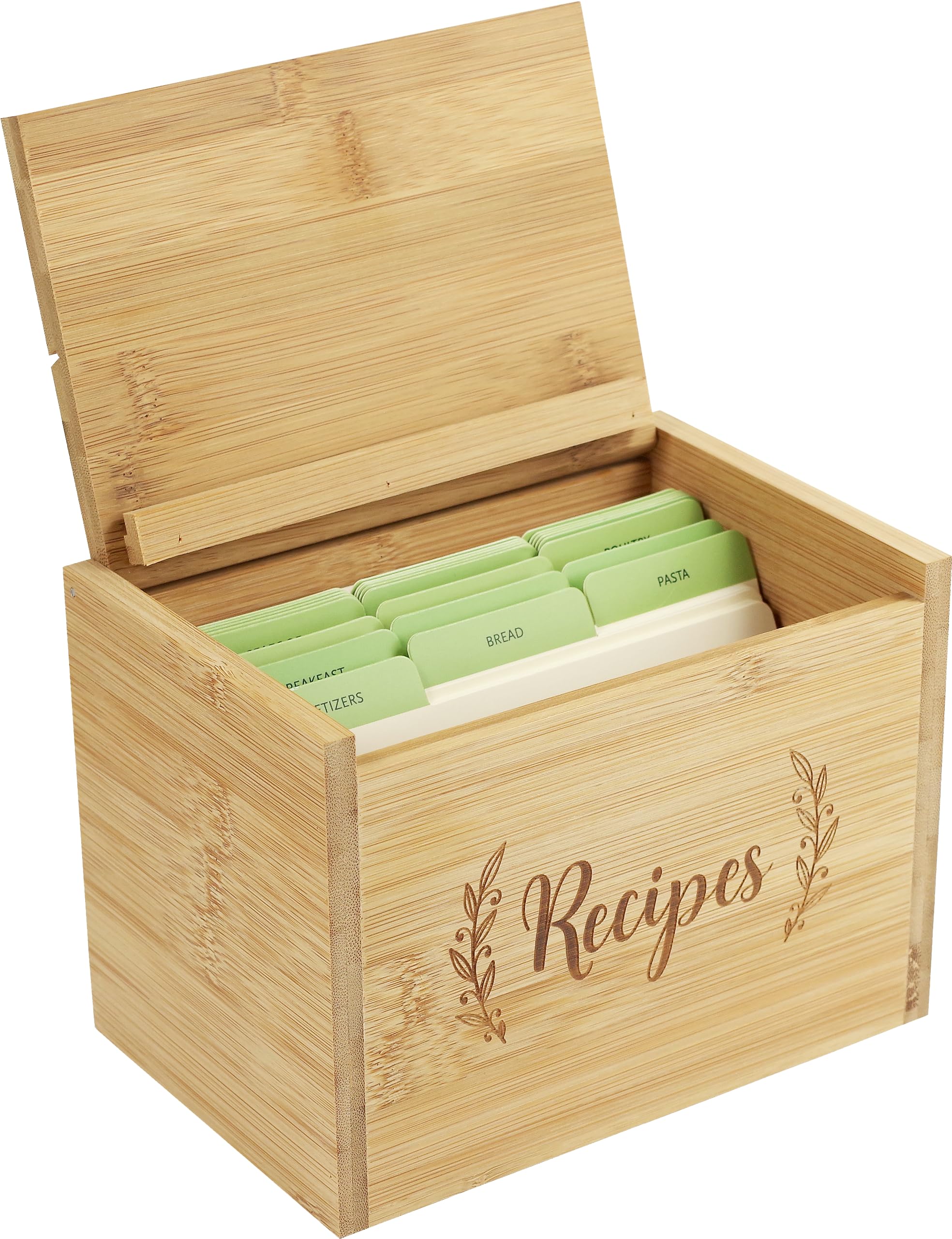 Bamboo Recipe Box Set (includes 50 recipe cards and 24 dividers) Bamboo Recipe Box Set (includes 50 recipe cards and 24 dividers) Hardcover