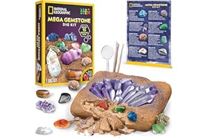 BLUE MARBLE NATIONAL GEOGRAPHIC Mega Gemstone Dig Kit – Dig Up 15 Real Gemstones and Crystals, Science Kit for Kids, Gem Digging Kit, Gift for Girls and Boys, Mining Kit, Rock Collection