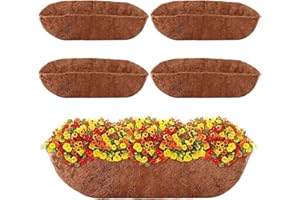KvyusFlourish 4 Pack Trough Coco Liner 30 Inch Hanging Basket Liners 100% Natural Coconut Husk Liners for Planters Window Box Planter Inserts for Large Pots Trough Planters Outdoor Garden Decoration