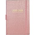 Planner 2025-2026 Weekly and Monthly with Stickers, 5.7" X 8.2", July 2025 - June 2026, 2025-2026 Calendar Planner, Pen Holder, Inner Pocket, 44 Notes Pages - Rose Gold
