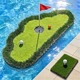 Floating Golf Green for Pool, Pool Golf Game Putting Green Mat with Ball Retriever & Anti-Drift Ropes, Floating Golf Putting