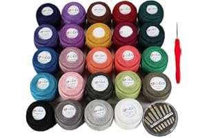 golo 24 Balls Crochet Thread Size 20 10g x 24 Embroidery Thread Crochet Yarn for Hand Knitting 20-24-1