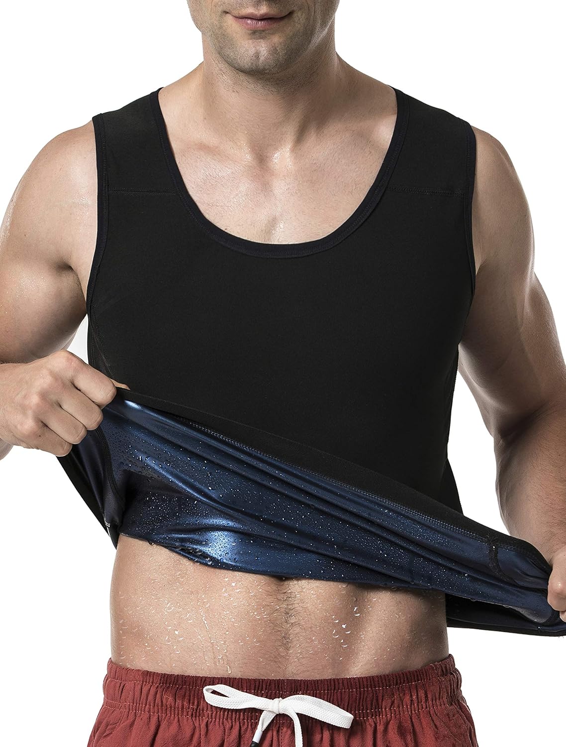 MOLLDAN Sauna Vest for Men Sweat Tank Top Pullover Workout Shirt Waist Trainer: Clothing