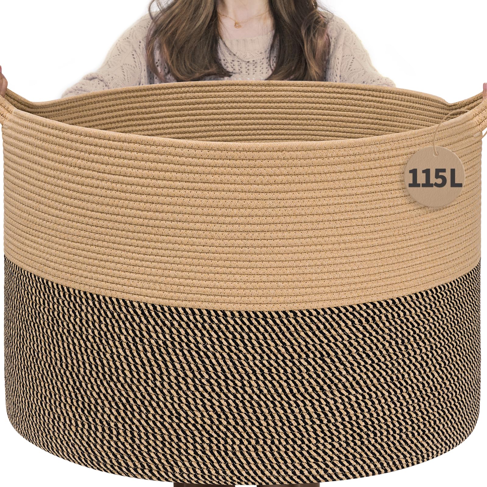 INDRESSME 115L Extra Large Blanket Basket, Woven