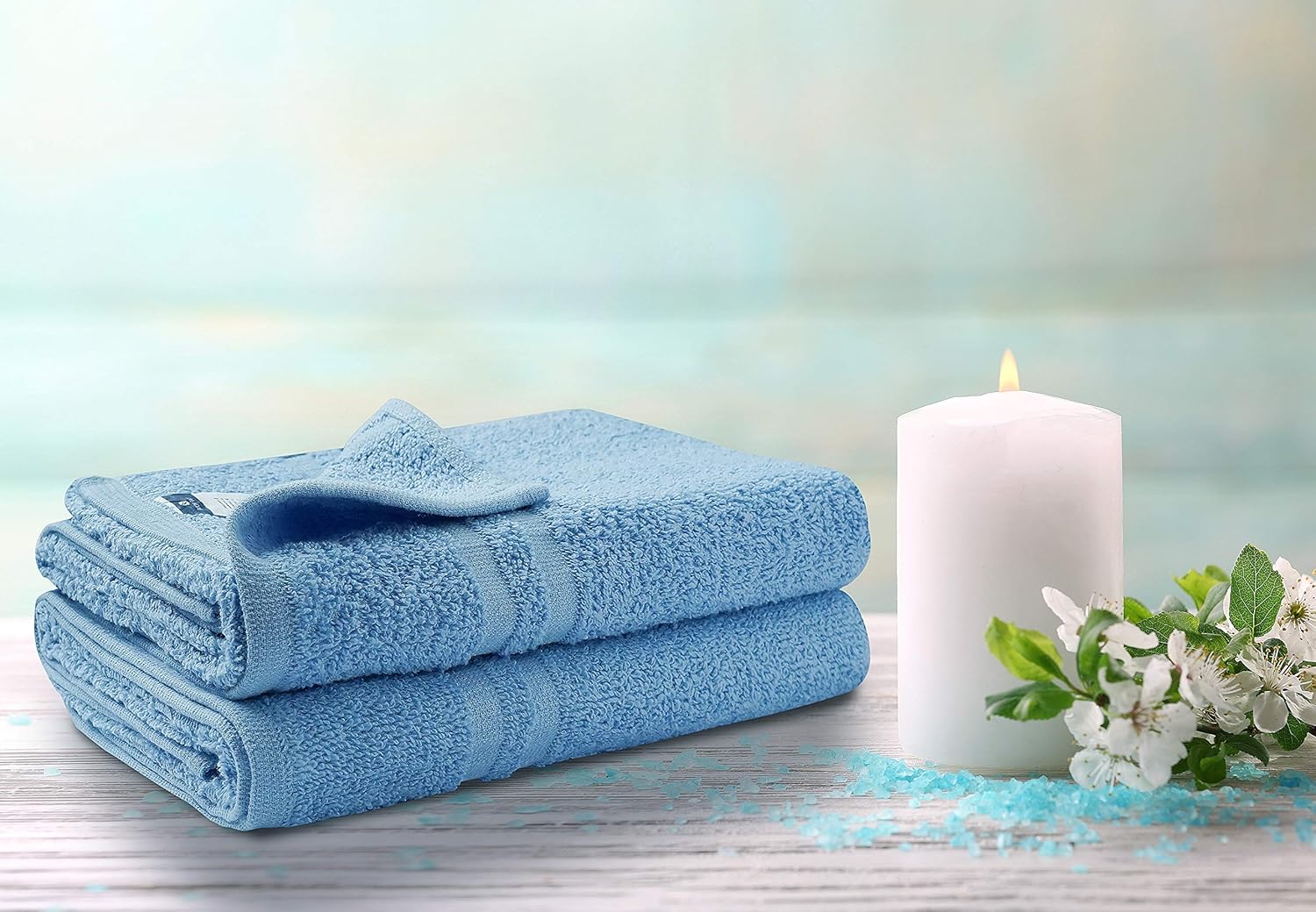 MEDICASCRUBS 100% Organic Cotton Bath Towels Set Pk 6-Ultra Soft Large Bath Towel- Blue Bath Towel Set-Highly Absorbent Daily Usage Bath Towel-Ideal for Pool Home Gym Spa Hotel-Bath Towel Set 22 x 44: Home & Kitchen