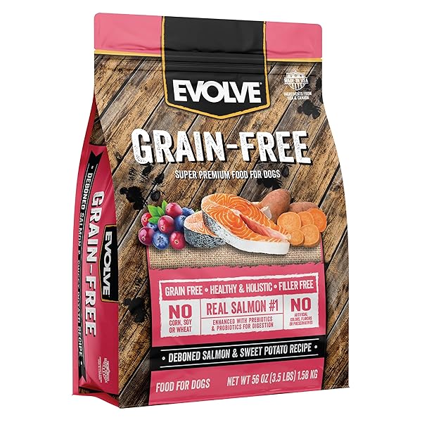 EVOLVE GRAIN FREE DEBONED SALMON & SWEET POTATO RECIPE DOG FOOD, 3.5 LB.