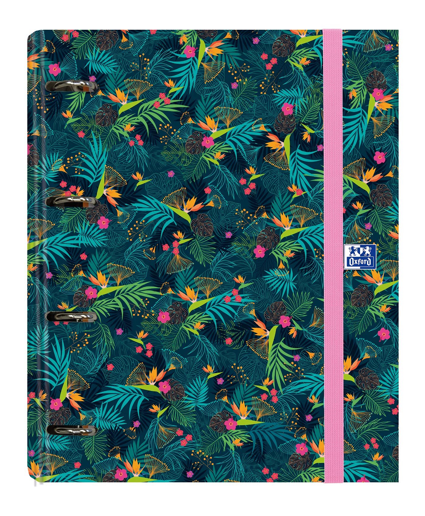 Oxford 4 Ring Binder with Spare Insert and Rubber, Extra Wide Cover with Refill, Dark, 80 Sheets, A4+ Size