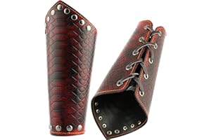 HZMAN Leather Gauntlet Wristband Medieval Arm Armor Viking Arm Guards Bracers for Men Women