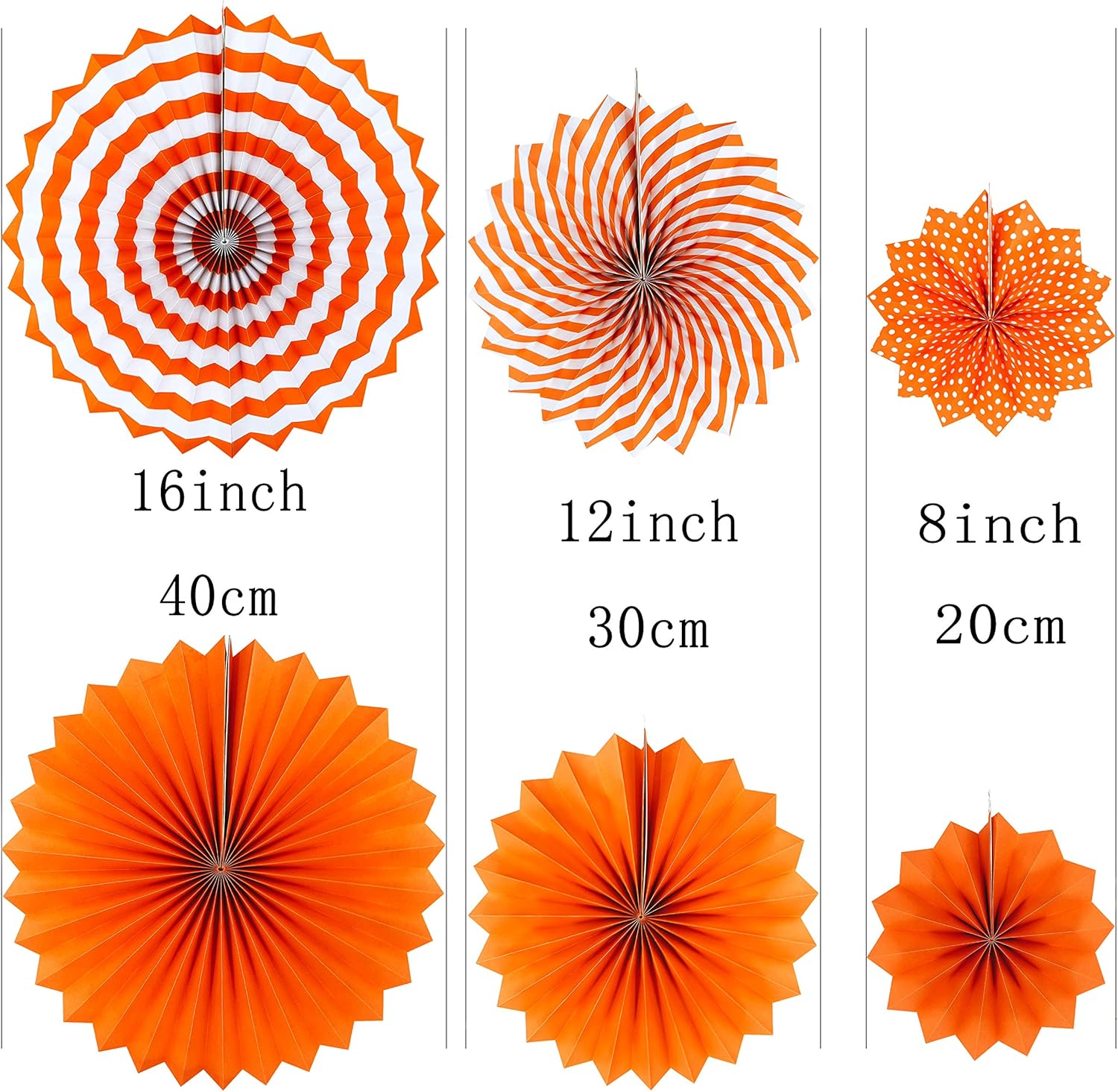 Black Orange Party Hanging Paper Fans Party Ceiling Hangings Halloween Baby Shower Birthday Wedding Party Decorations, 12pc: Home & Kitchen