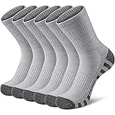 Airacker Athletic Socks Sport Running Calf Socks Performance Cushioned Breathable Crew Socks for Men Women(6 Pairs)