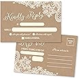 Hadley Designs 50 Rustic RSVP PostCards, No Envelopes Needed, Response Card, Blank RSVP Reply, for Wedding, Rehearsal Dinner, Baby Shower, Bridal, Birthday, Engagement, Bachelorette Party Invitations