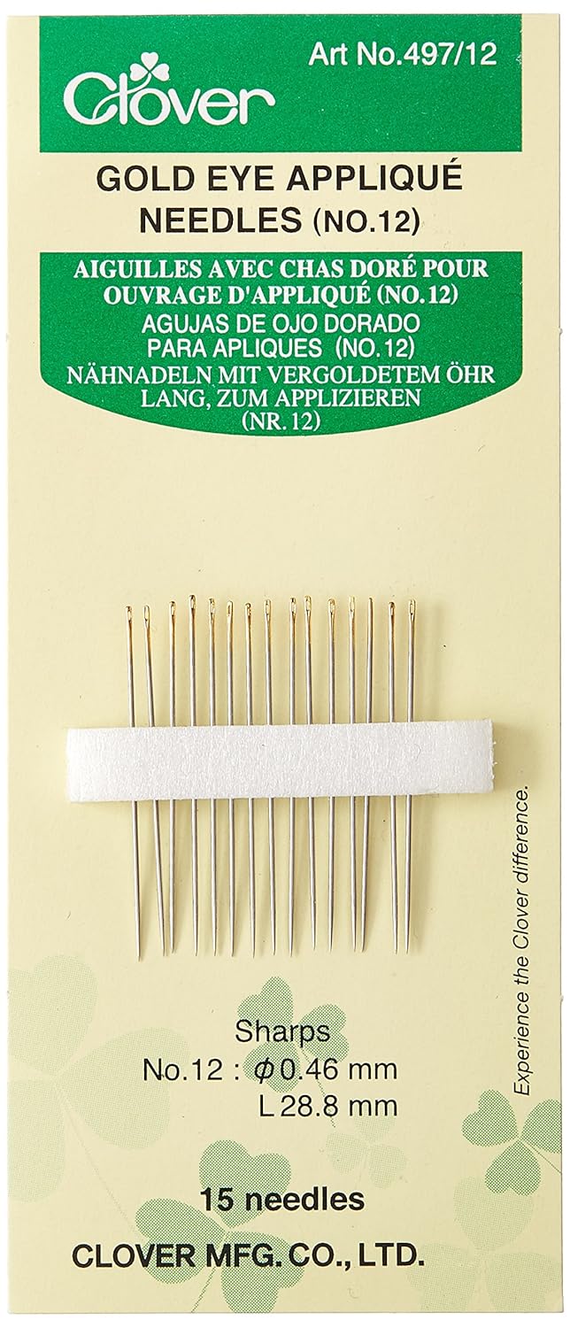 Clover Gold Eye Applique Needles No. 12, Metal Amazon.co.uk Kitchen
