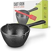 Modern Innovations Cast Iron Melting Pot for Grill Cooking, Basting Pot, Saucepan, Simmer Sauce and Butter, Small Pot, Mini Bowl for Sauces