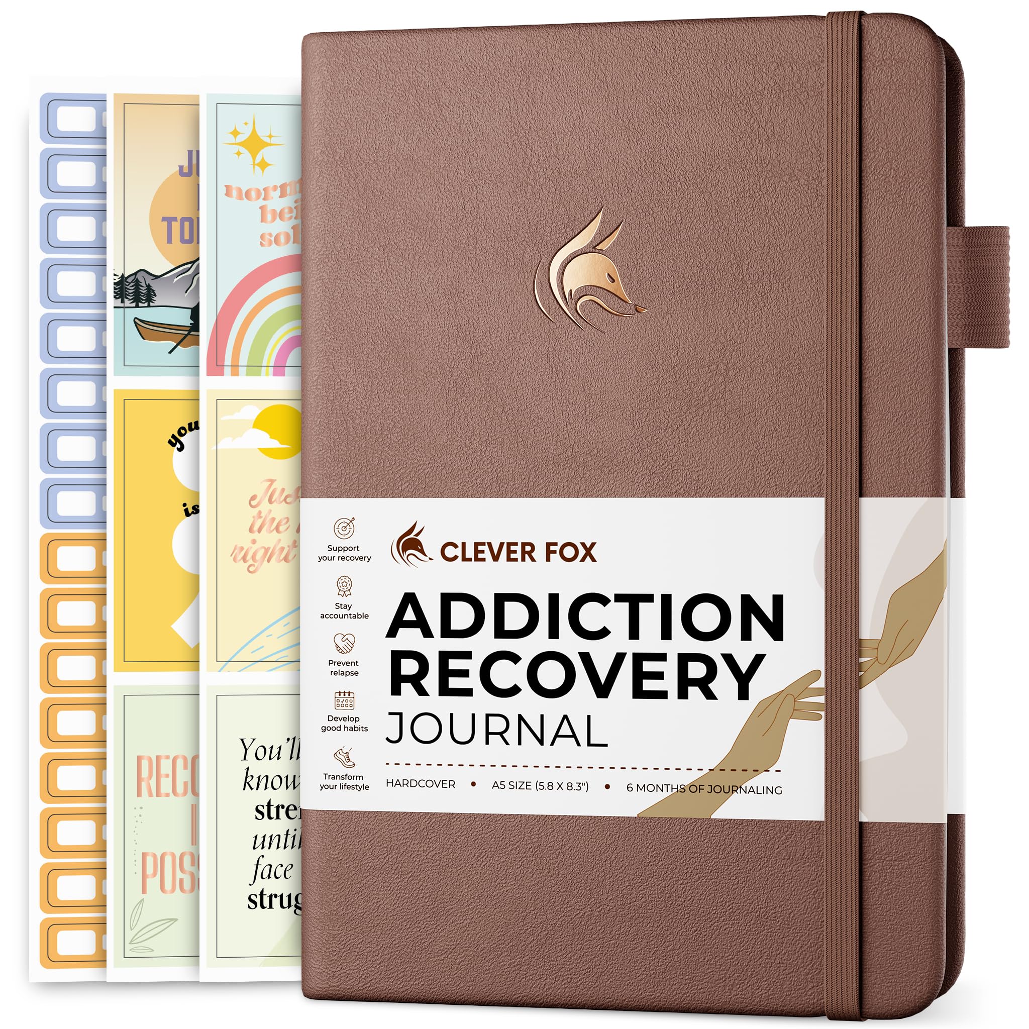 Clever Fox Addiction Recovery Journal – Guided Sobriety Workbook for Alcohol, Drug, Gambling, Eating & Other Addictions – Daily Planner to Support Recovery Progress – A5 Size (Dark Terracotta)