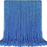 100 PCS Blue Bead Necklace, Blue Mardi Gras Christmas Oval Beads, 30.5" 4th of July Patriotic Beads Necklaces, Parade Throw Accessories for Independence Day Mardi Gras Hanukkah Pirate Theme Party