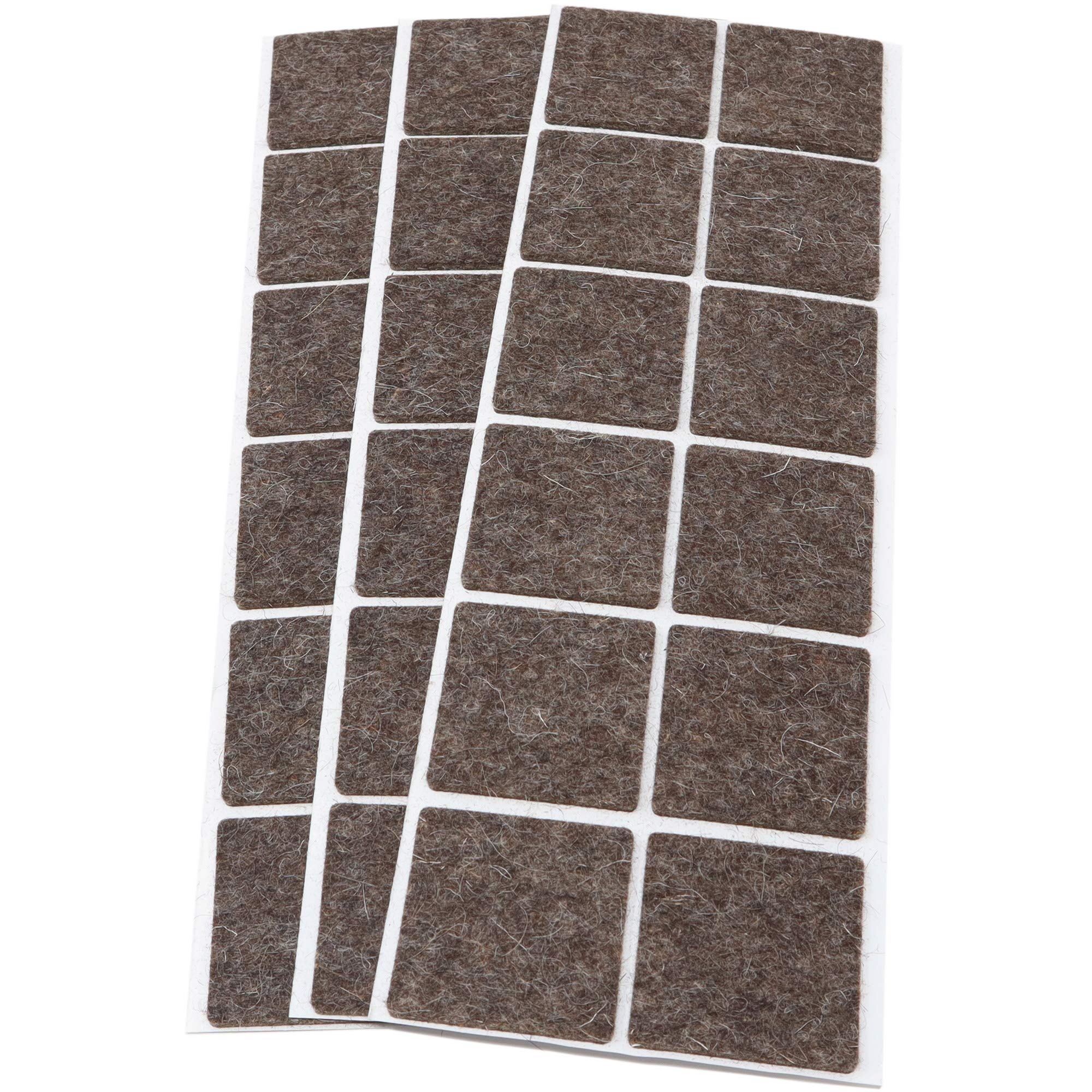 Adsamm® / 36 x self-adhesive wool felt pads / brown / 40x40 mm / square / 3 mm thick extra soft natural stick-on felt furniture glides / furniture protective pads