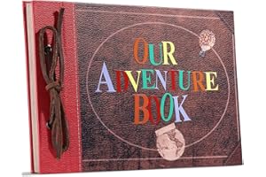 PULAISEN Photo Album Scrapbook, Photo Album, Adventure Book, Our Adventure Book Scrapbook with Color Cover 3D Alphabet Up Travel Scrapbook Memories Record, DIY Family Scrapbook Album 40 Page Vintage Book