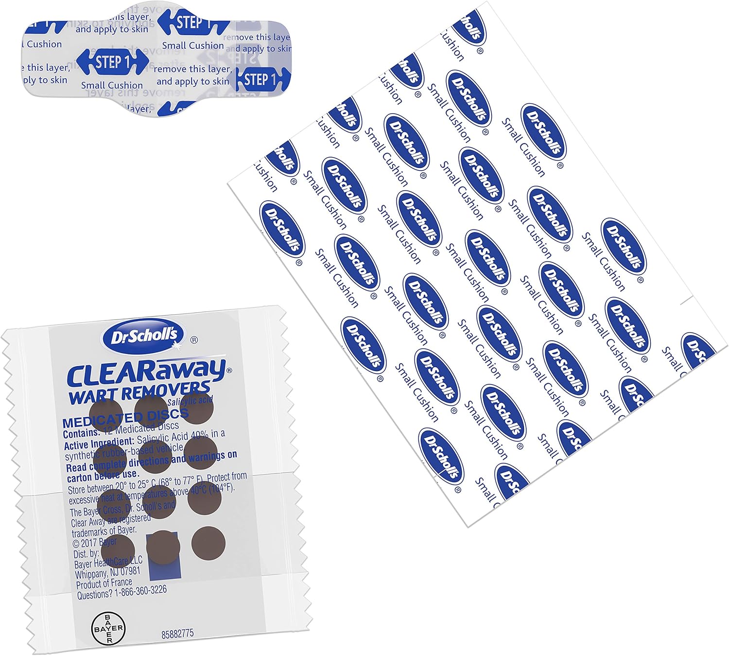 Dr. Scholl's ClearAway Wart Remover with Duragel Technology, 9ct / Clinically Proven Wart Removal of Common Warts with Discreet Thin and Flexible Cushions, Optimal for Fingers and Toes: Health & Personal Care