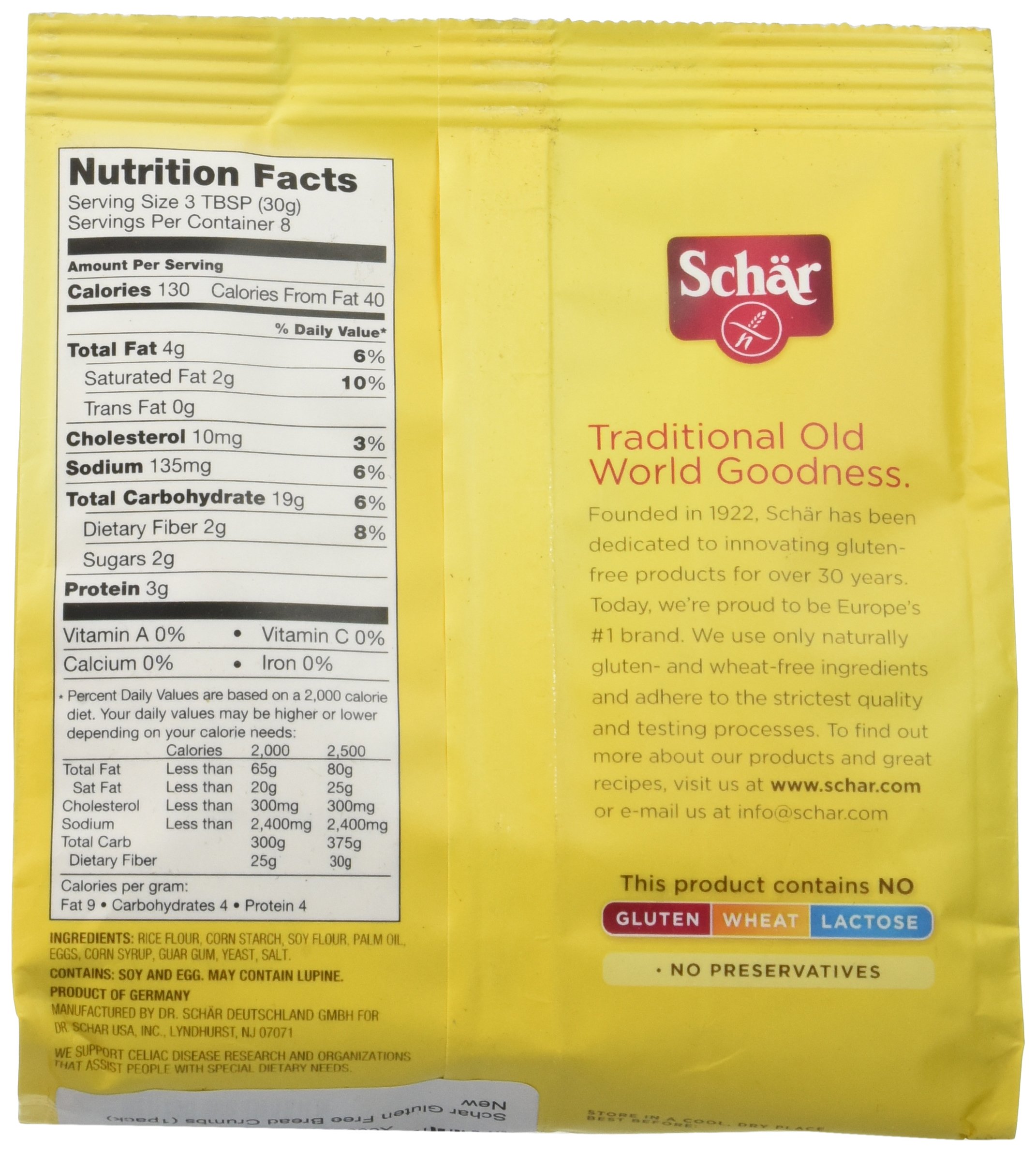 Schar Gluten Free Bread Crumbs Net Wt. 8.8 oz. Buy Online in UAE
