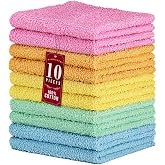 DecorRack 10 Pack 100% Cotton Wash Cloth, Luxurious Soft, 12 x 12 inch Ultra Absorbent, Machine Washable Washcloths, Assorted Colors (10 Pack)