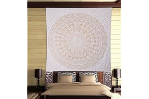 Marubhumi Tapestry Wall hangings Hippie Mandala Tapestry Wall Art Collage Dorm Beach Throw Bohemian Tapestry Wall Decor Boho Bedspread, Goldan, Poster, 42 x 30 Inch