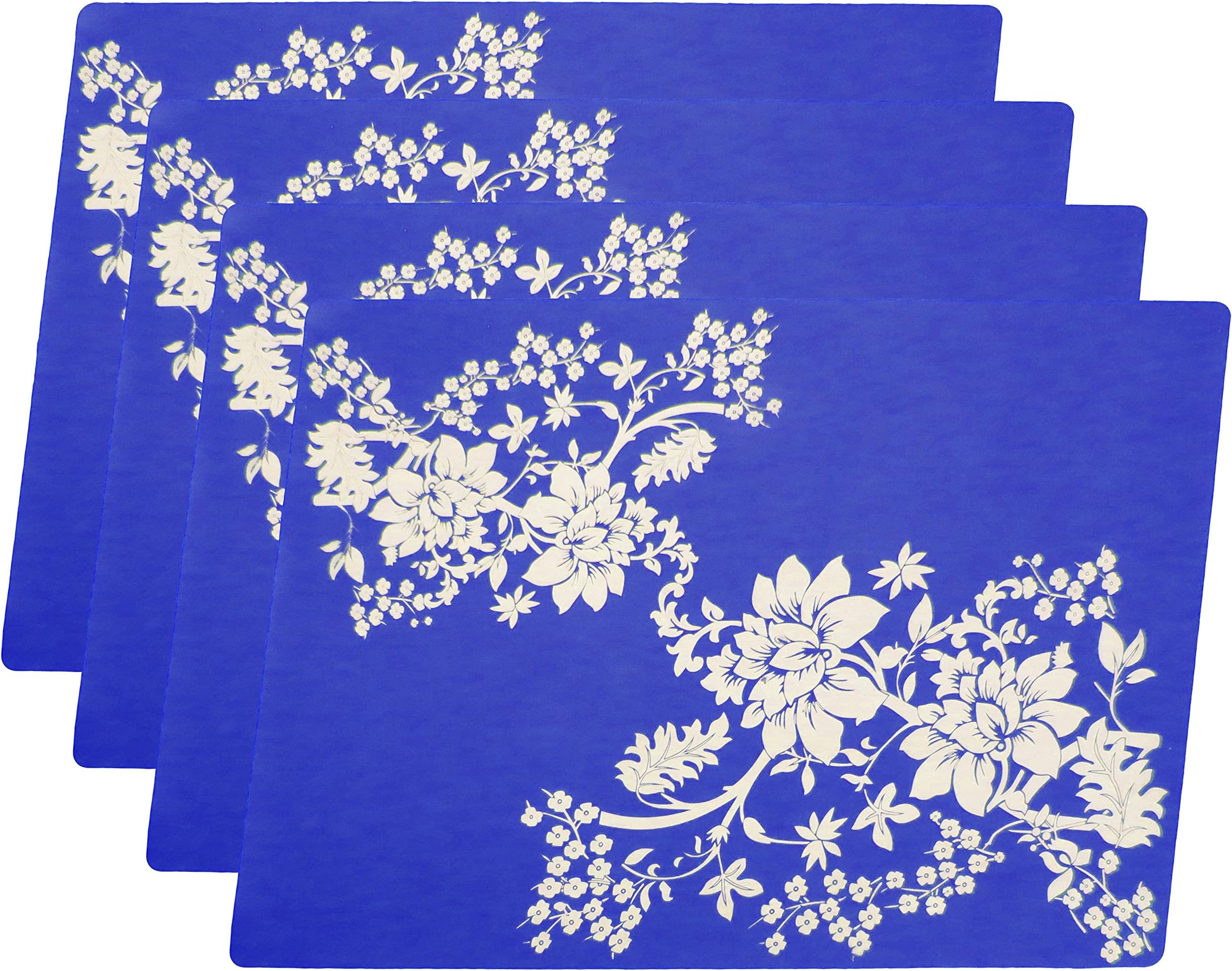 4pc Large Size Silicone Gel Place-mat For Great Dinning Experience, Heat Resistance and Water Proof, Non Slippery, High Level of Insulation for Pots and Pans - Blue