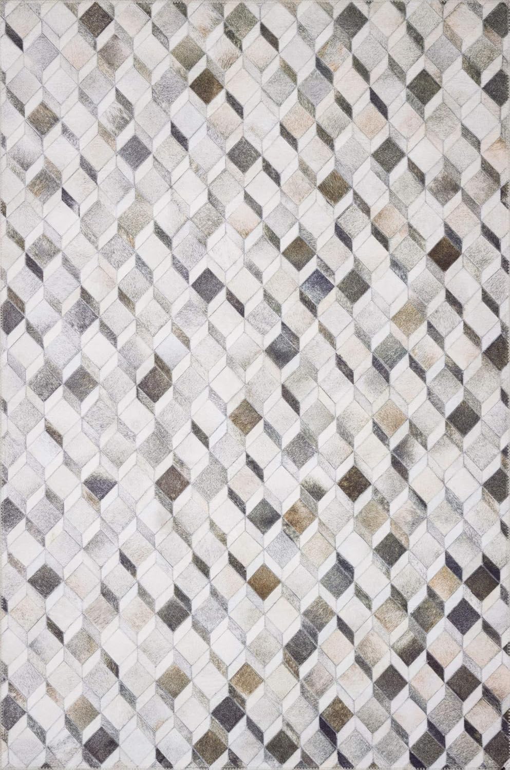 Loloi II Maddox Collection Faux Cowhide Patchwork Print Area Rug, 7'-6" x 9'-6", Grey/Mocha