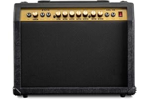 LyxPro 40 Watt Electric Guitar Amplifier | Combo Solid State Studio & Stage Amp with 8” 4-Ohm Speaker, Custom EQ Controls, Drive, Delay, ¼” Passive/Active/Microphone Inputs, Aux in & Headphone Jack