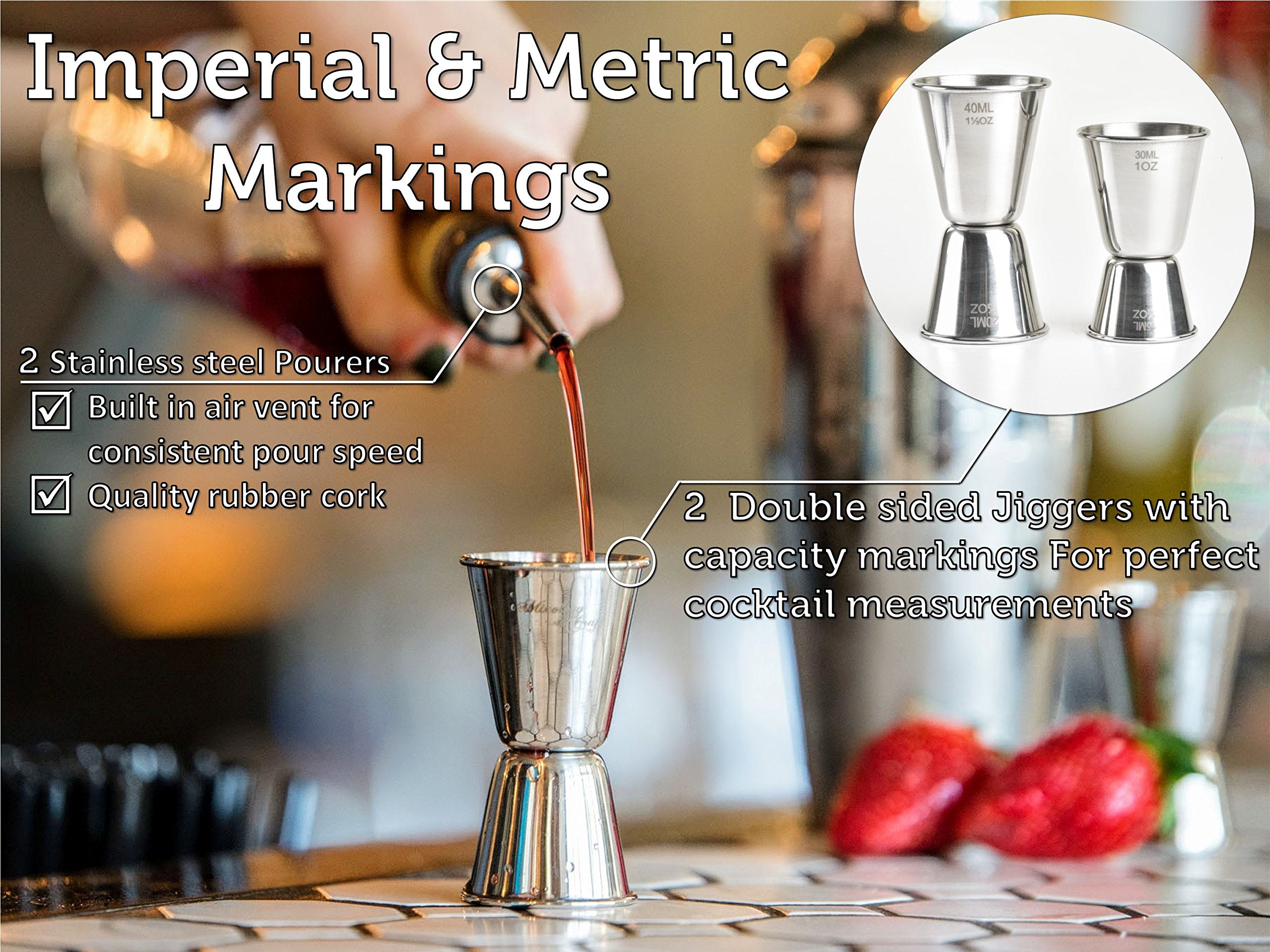 Mixology Bartender Kit: 14-Piece Cocktail Shaker Set - Bar Tool Set for Home and Professional Bartending - Martini Shaker Set with Drink Mixing Bar Tools - Exclusive Cocktail Picks and Recipes Bonus - Image 9