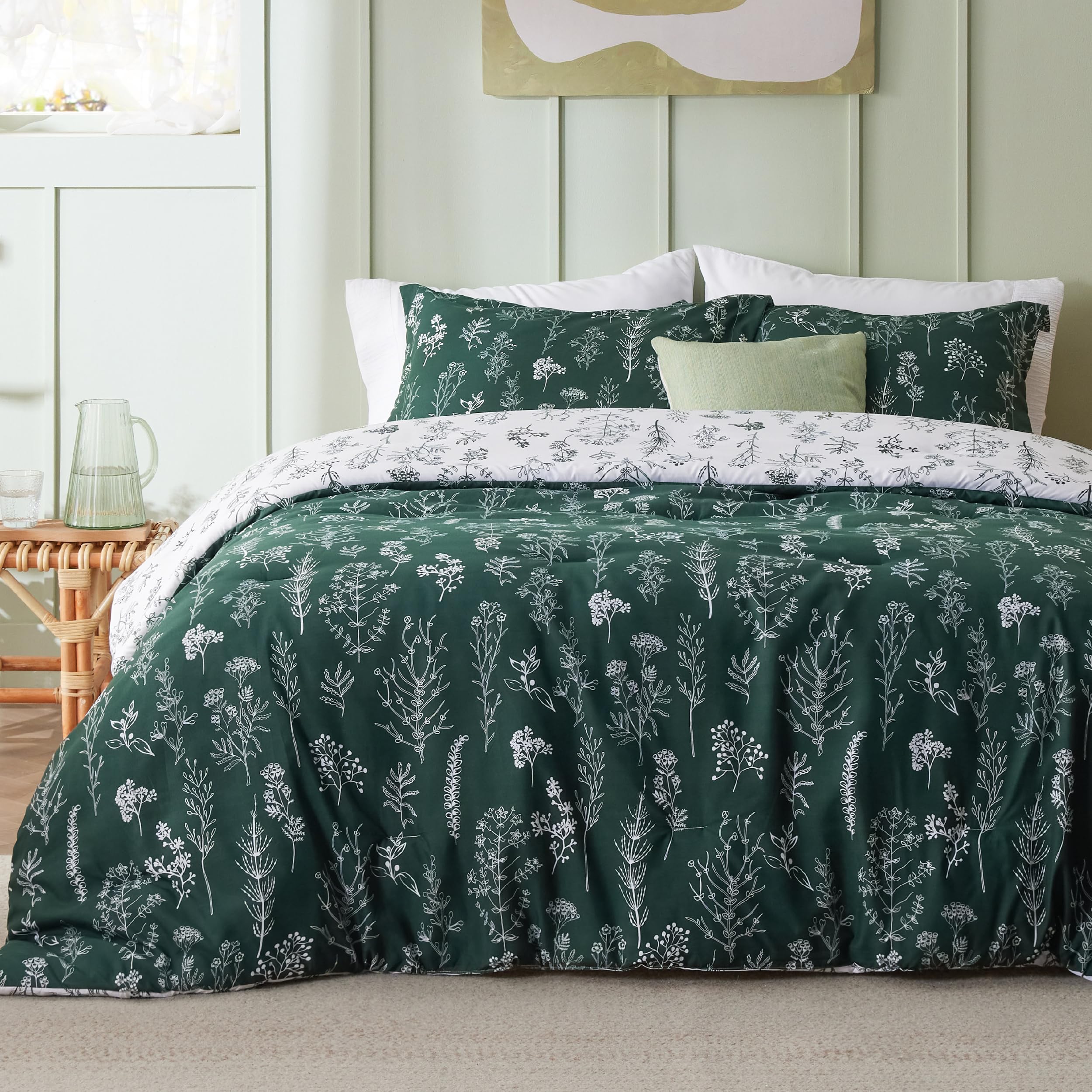 Bedsure California King Comforter Set Emerald Bed Set, 3 Pieces Cute